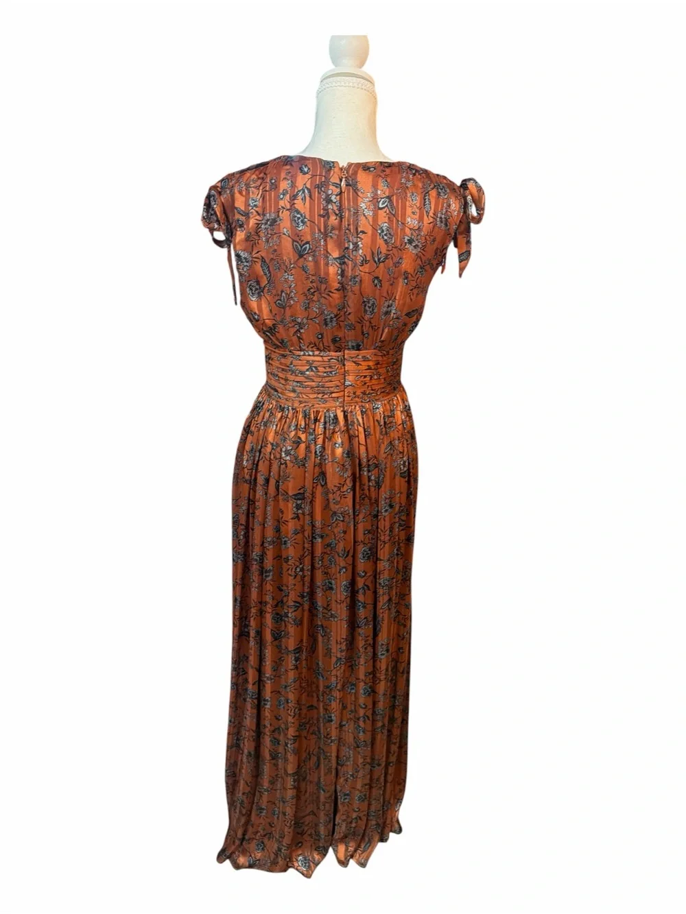 SugarLips NWT Small Rust Orange Floral Maxi Dress Deep V Back Boho Romantic